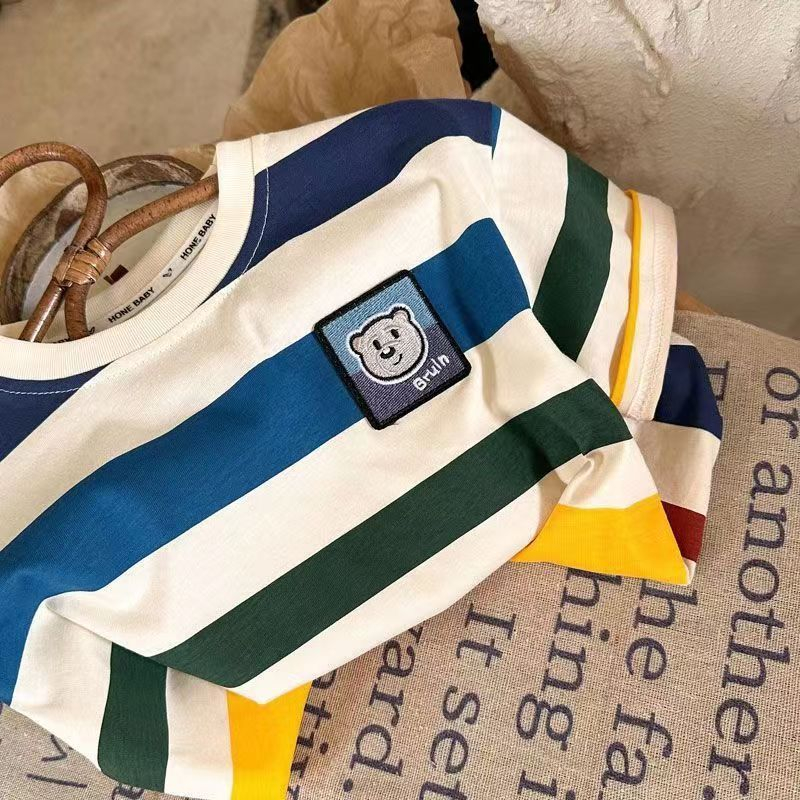 Áo Thun Cotton In Chữ Màu Trắng Đen Đơn Giản Cho Bé