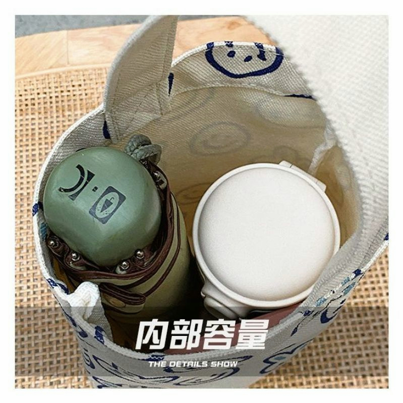 Dễ Thương Túi canvas Đựng Bình Nước In Hình Thỏ Đáng Yêu
