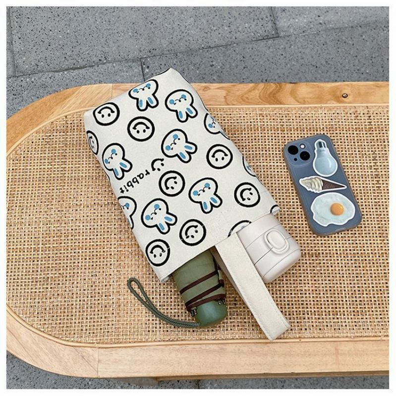 Dễ Thương Túi canvas Đựng Bình Nước In Hình Thỏ Đáng Yêu