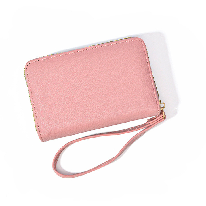 Yuki Ví Da pu 3 Lớp Có Khóa Kéo Và Dây Đeo Cổ Tay Dành Cho Nữ c98