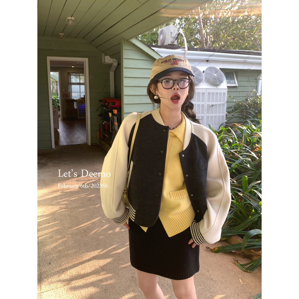 Áo Khoác Bóng Chày Nữ Dáng Rộng Có Thêu Chữ Thời Trang Cá Tính