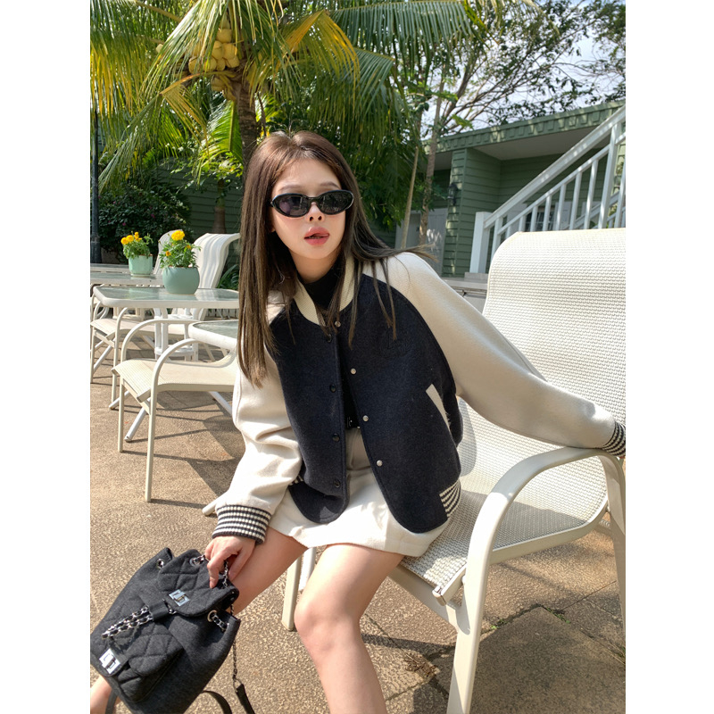 Áo Khoác Bóng Chày Nữ Dáng Rộng Có Thêu Chữ Thời Trang Cá Tính