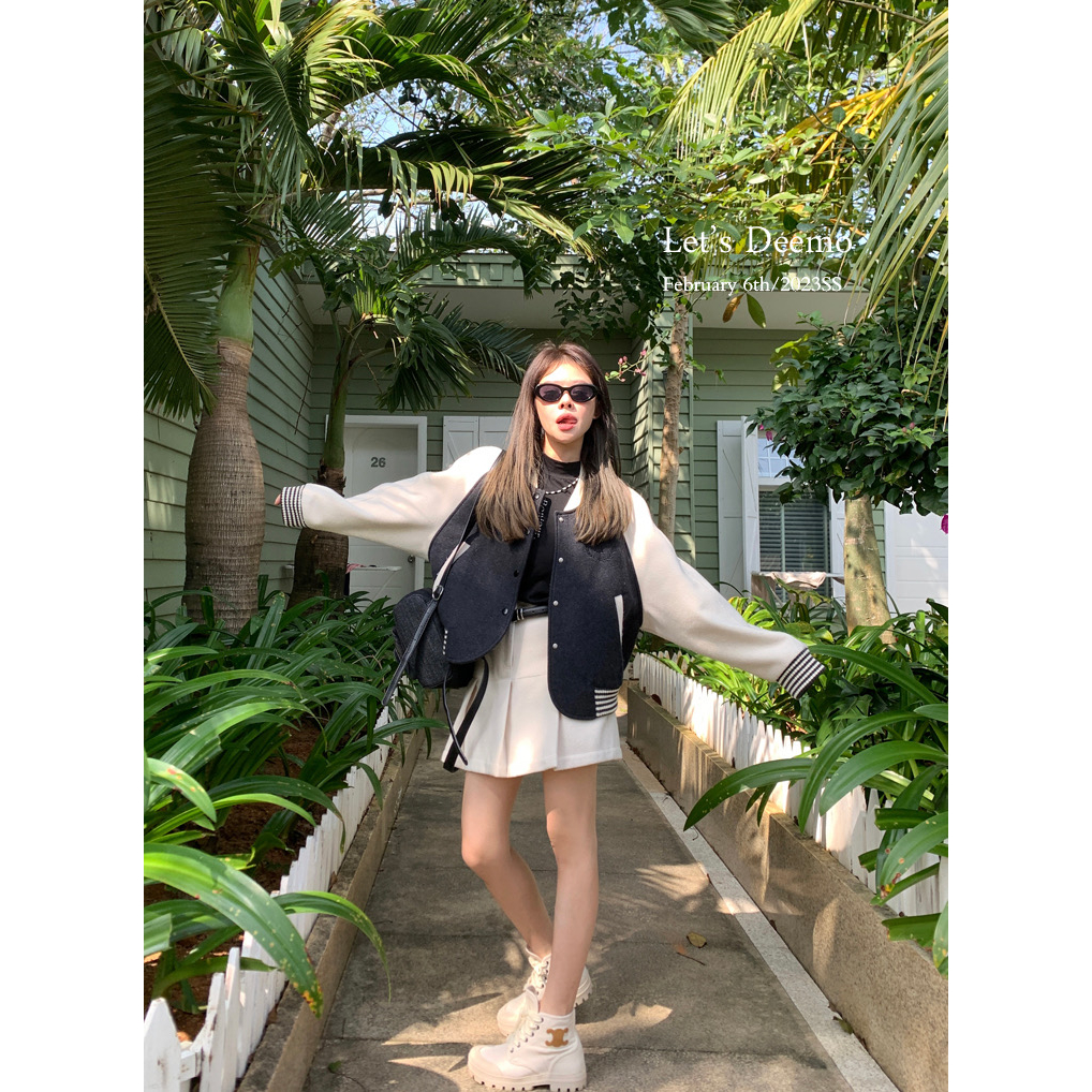 Áo Khoác Bóng Chày Nữ Dáng Rộng Có Thêu Chữ Thời Trang Cá Tính