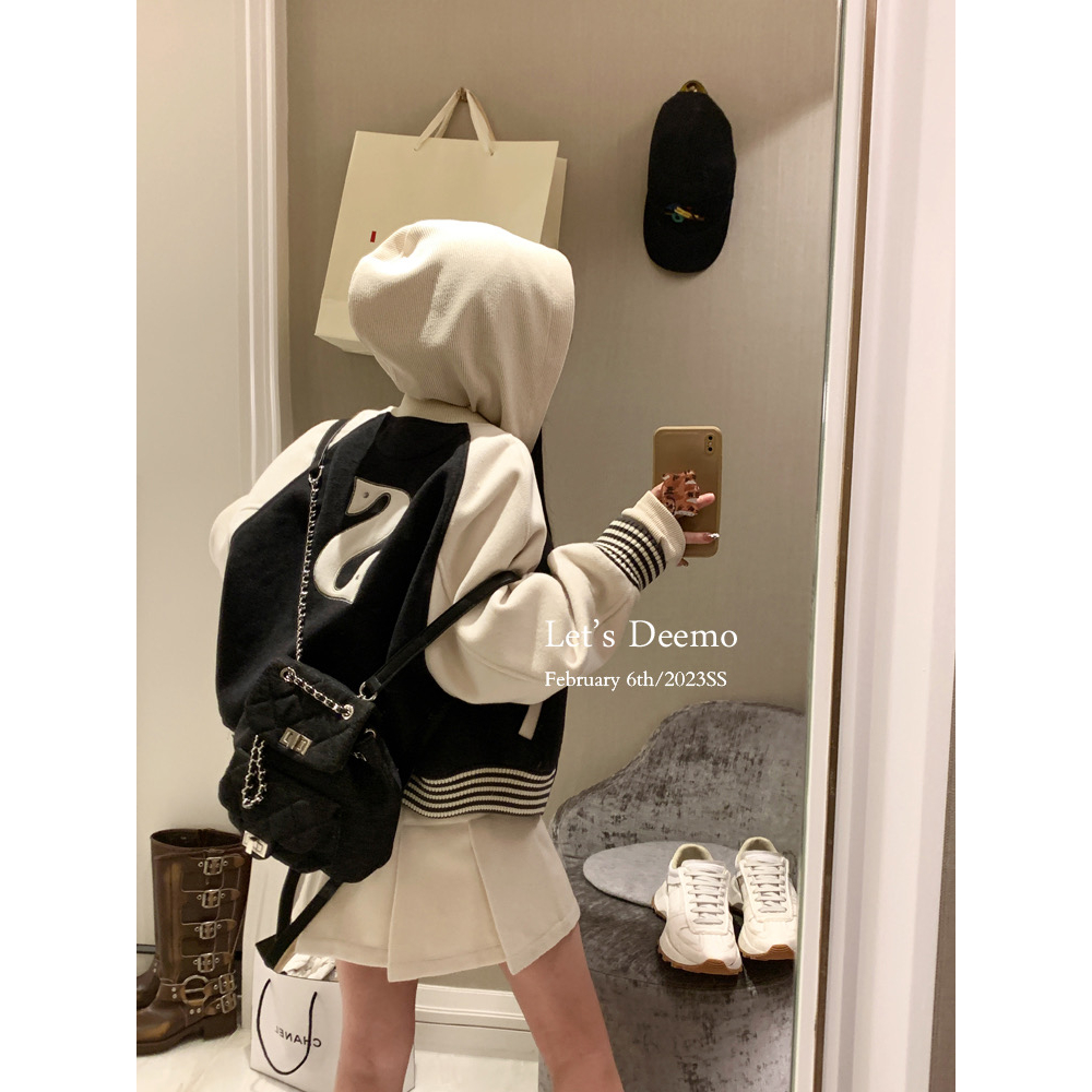 Áo Khoác Bóng Chày Nữ Dáng Rộng Có Thêu Chữ Thời Trang Cá Tính