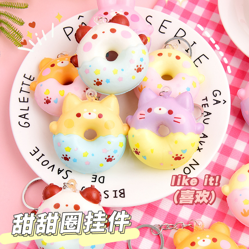 Móc Khóa pu Hình Bánh donut Bóp Xả Stress sp035