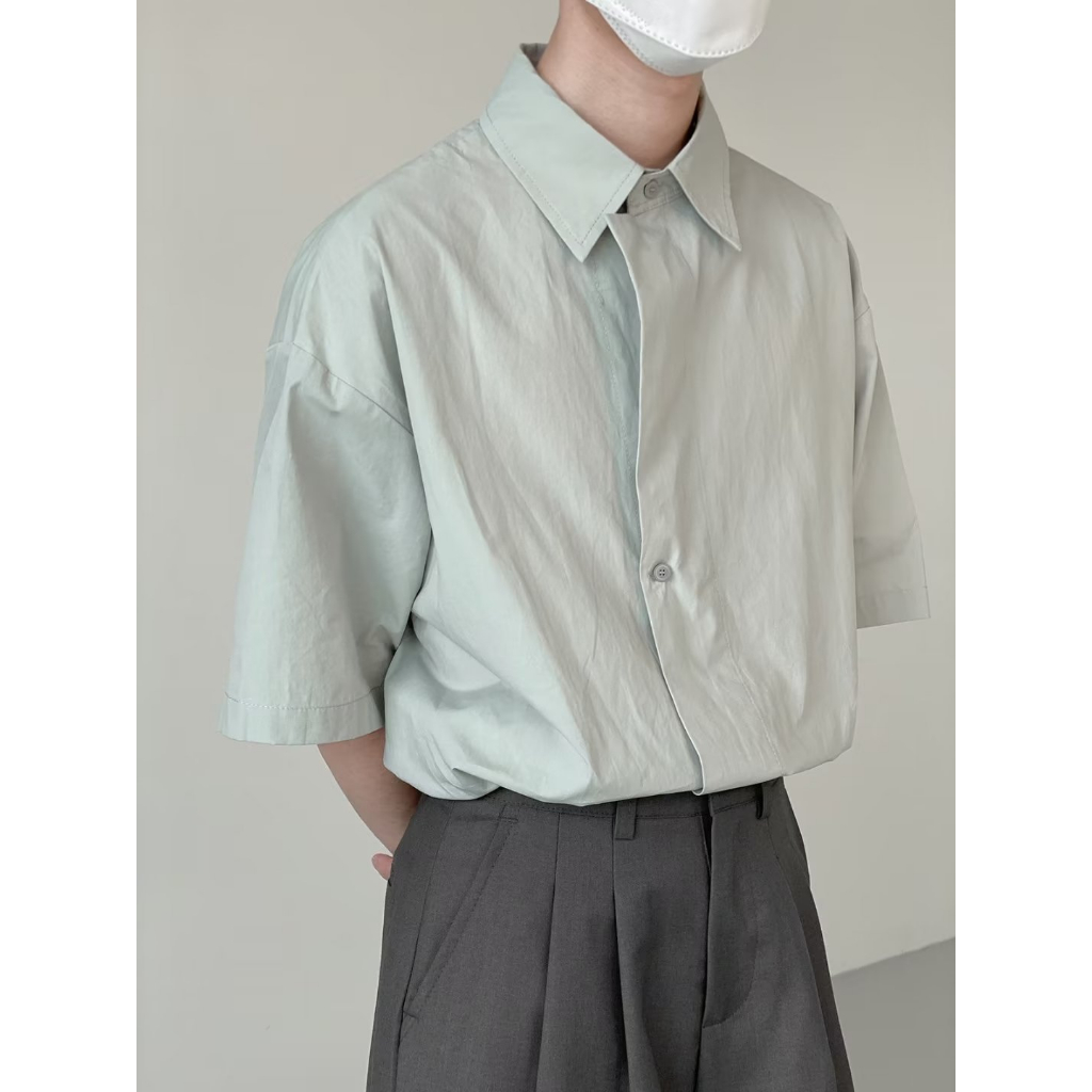 Áo sơ mi nam ngắn tay cao cấp thiết kế mới đơn giản thời trang theo phong cách hàn quốc fashion áo kiểu nam simple áo sơ mi trắng top áo thời trang nam