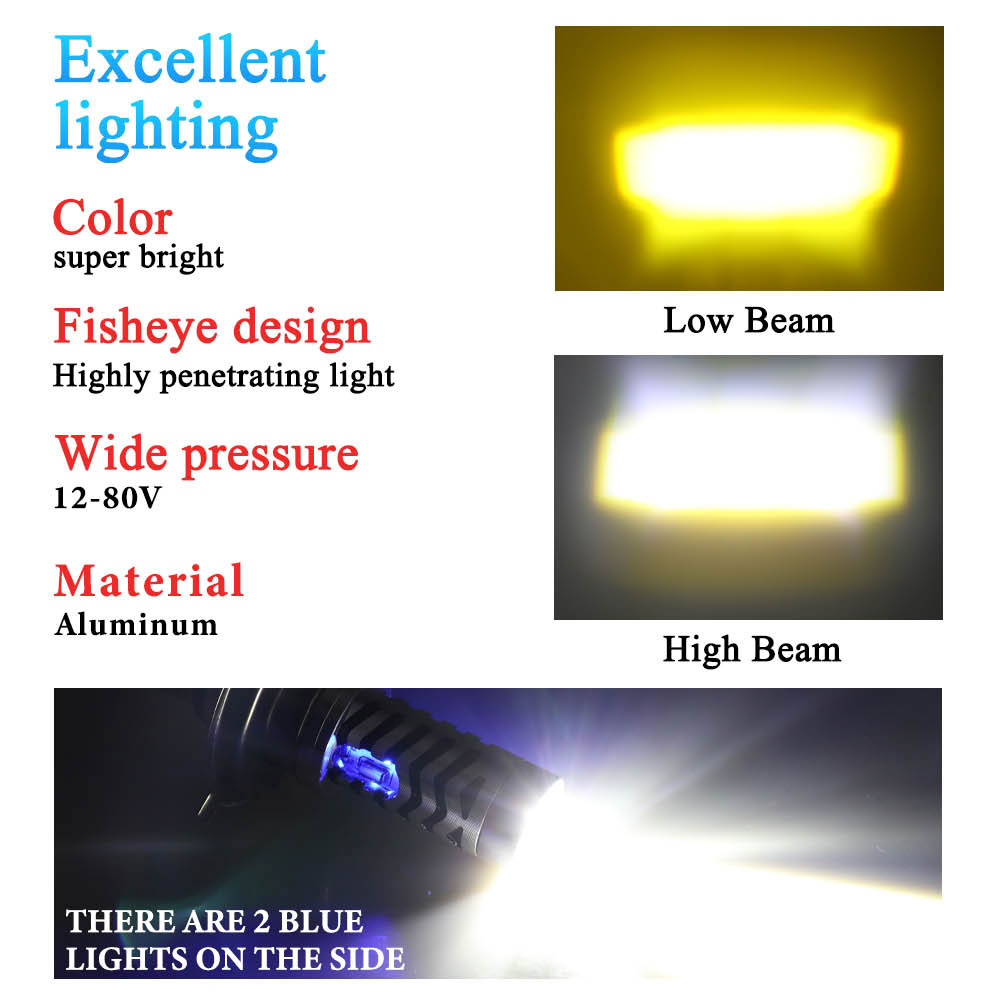 Đèn Pha led t19  / ba20d / h4 / Ánh Sáng Trắng / Vàng Chất Lượng Cao Cho Xe Mô Tô