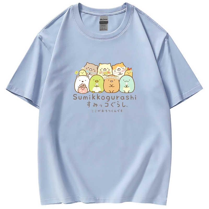 Áo Thun cotton Tay Ngắn Cổ Tròn In Họa Tiết Hoạt Hình sumikko gurashi Thời Trang Unisex