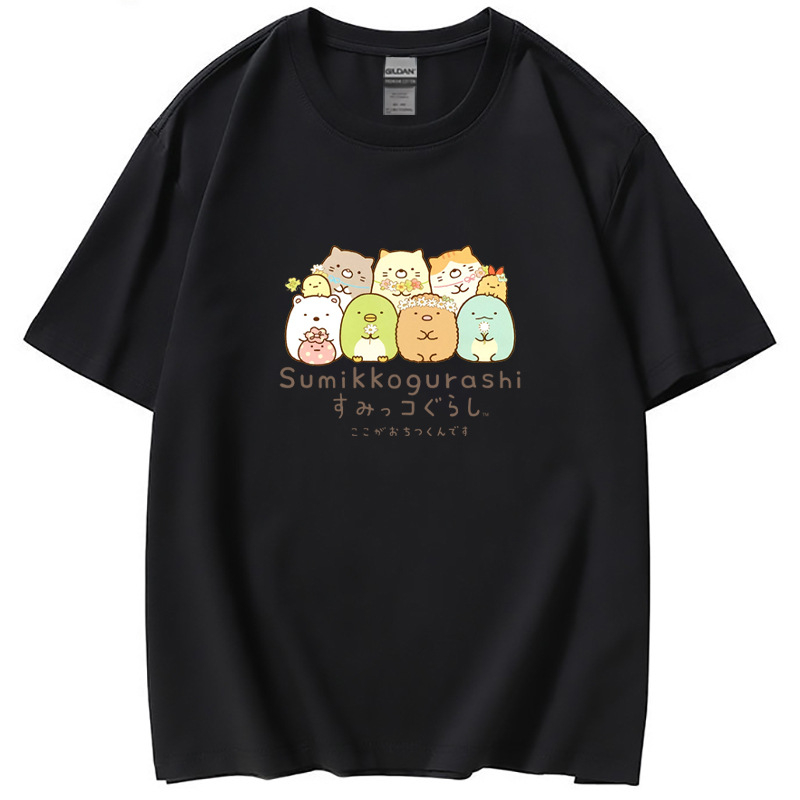 Áo Thun cotton Tay Ngắn Cổ Tròn In Họa Tiết Hoạt Hình sumikko gurashi Thời Trang Unisex