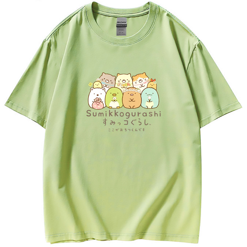 Áo Thun cotton Tay Ngắn Cổ Tròn In Họa Tiết Hoạt Hình sumikko gurashi Thời Trang Unisex