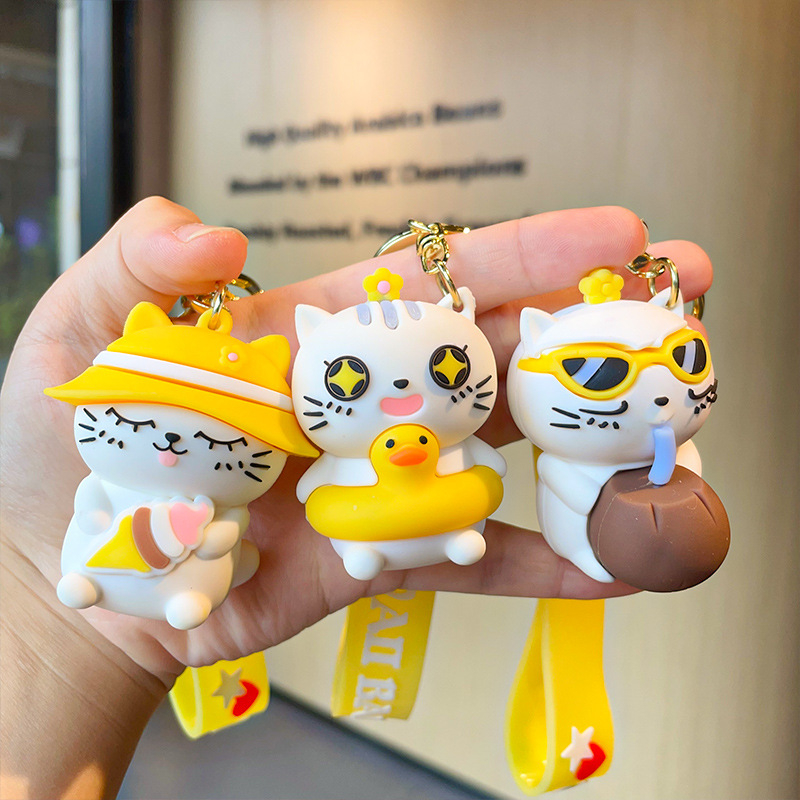 Móc Khóa Silicon Hình Mèo Dễ Thương Sáng Tạo