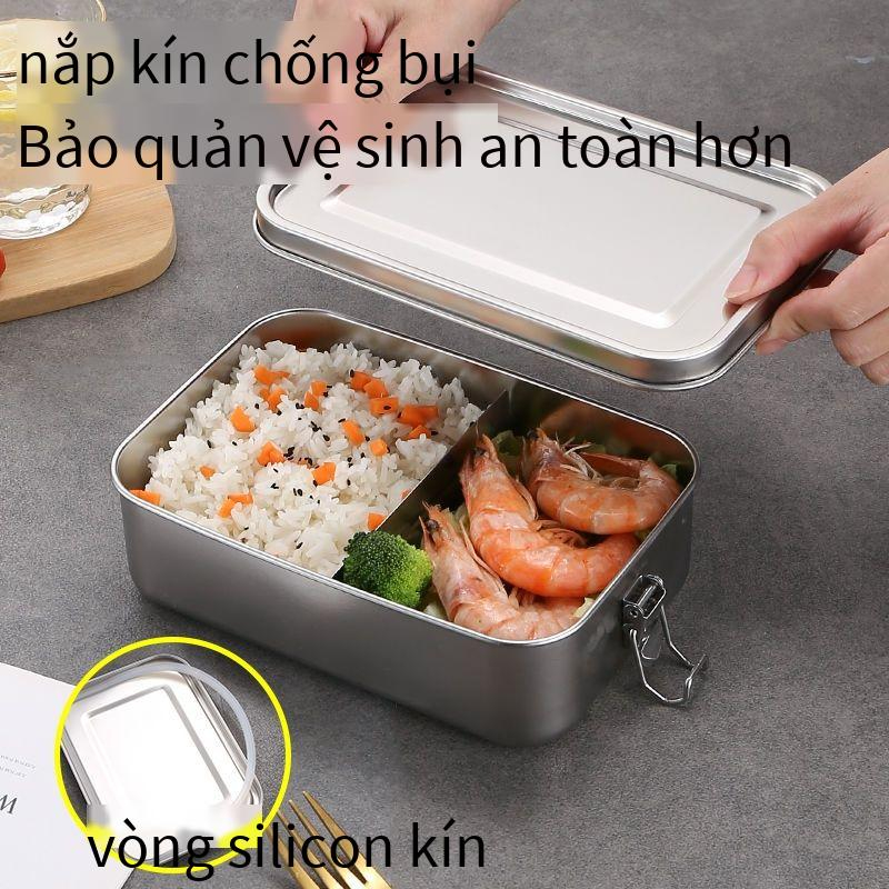 Hộp Đựng Cơm Trưa Hình Chữ Nhật Bằng Thép Không Gỉ 304