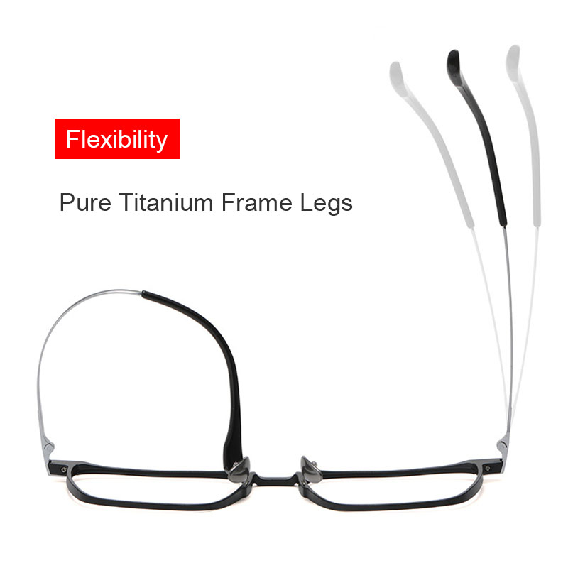 Fasihon Mắt Kính Gọng Vuông Bằng Nhôm magnesium Màu Đen Nhám Phong Cách vintage Dành Cho Nam Nữ