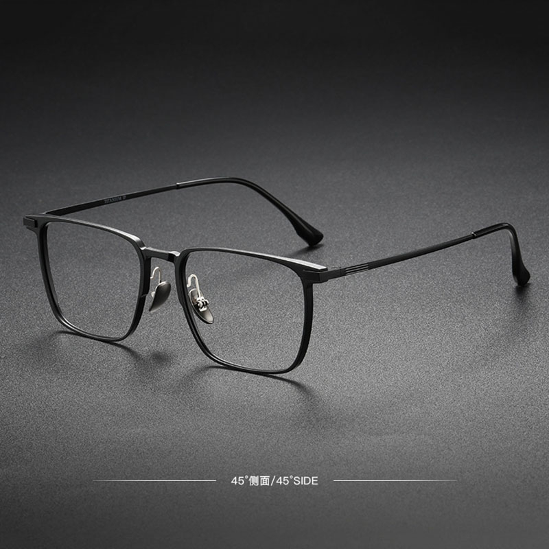 Fasihon Mắt Kính Gọng Vuông Bằng Nhôm magnesium Màu Đen Nhám Phong Cách vintage Dành Cho Nam Nữ