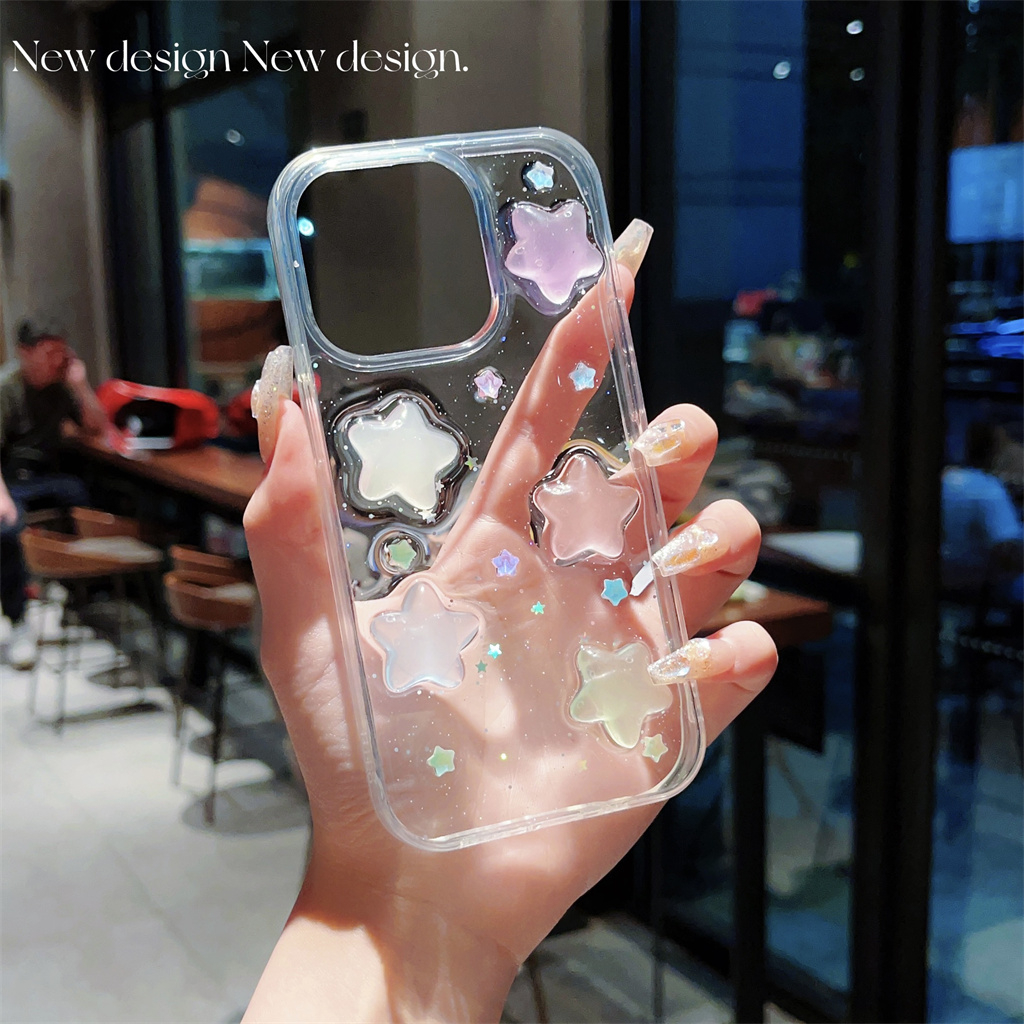 Ốp Điện Thoại tpu Mềm Hình Ngôi Sao Dạ Quang Cho iphone 15 pro max 14 pro max 13 pro max 12 pro max