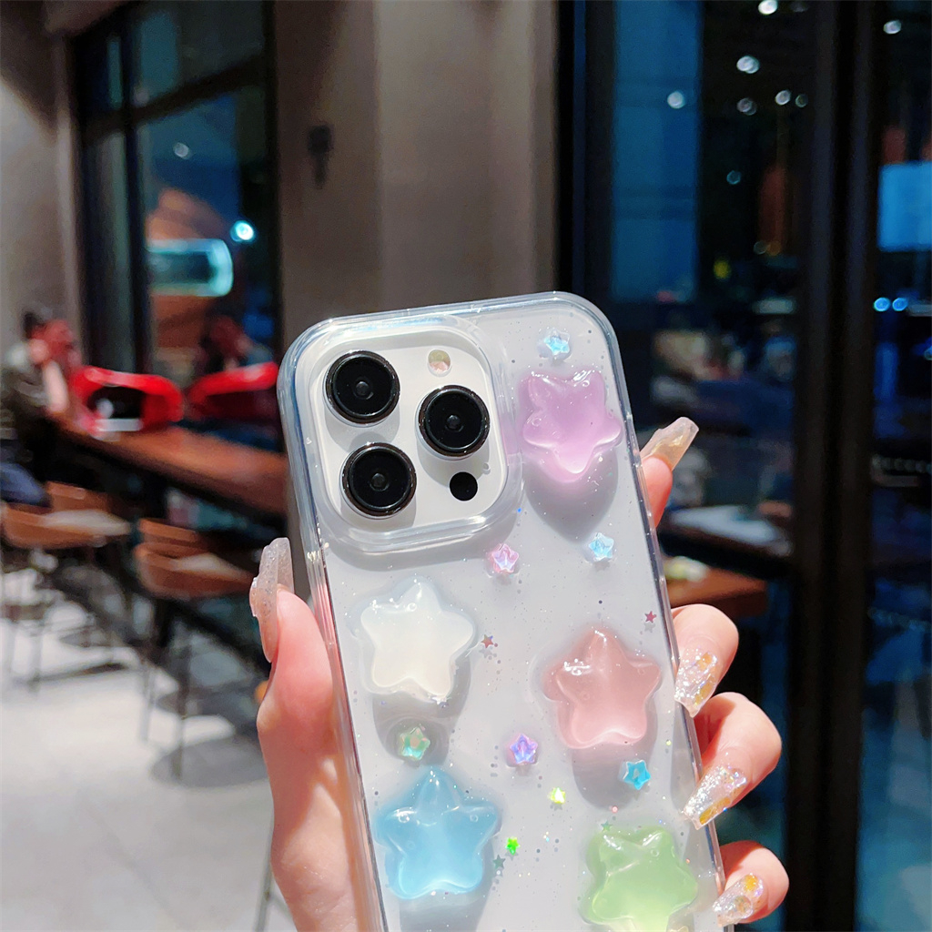 Ốp Điện Thoại tpu Mềm Hình Ngôi Sao Dạ Quang Cho iphone 15 pro max 14 pro max 13 pro max 12 pro max