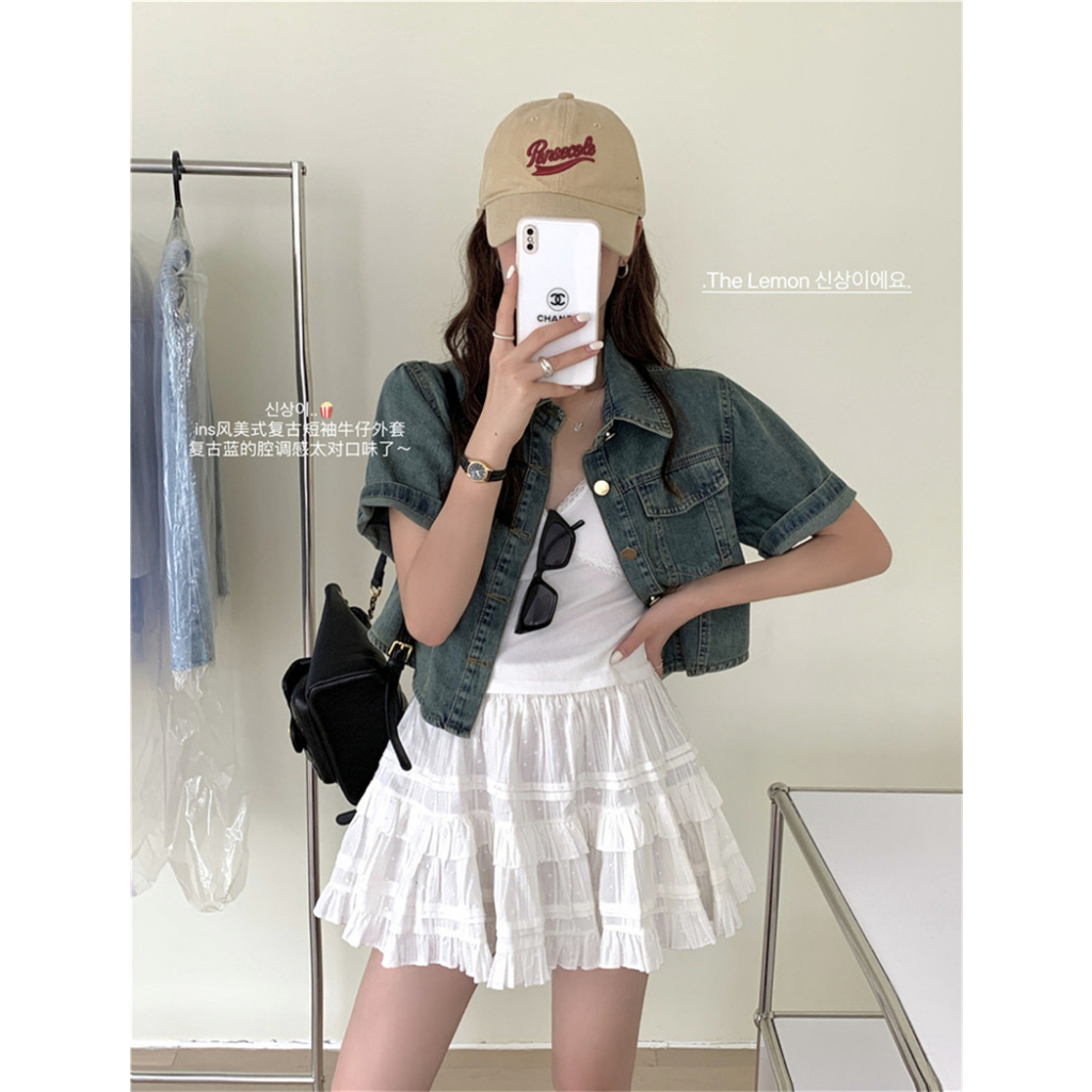 Áo Khoác denim / Váy Ba Lê Xếp Nếp Phong Cách Ba Lê 62252