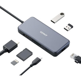 Anker 555 usb-c hub 8 trong 1 với nguồn 100w cổng hdmi 4k 60hz 10gbps type-c / 341 usb-c hub với trạm sạc thẻ sd hdmi