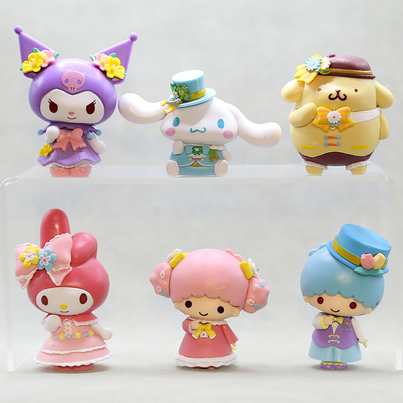 SANRIO Set 6 Mô Hình Mô Phỏng Nhân Vật Phim Hoạt Hình kuromi my melody cinnamoroll pom pom 5-9cm