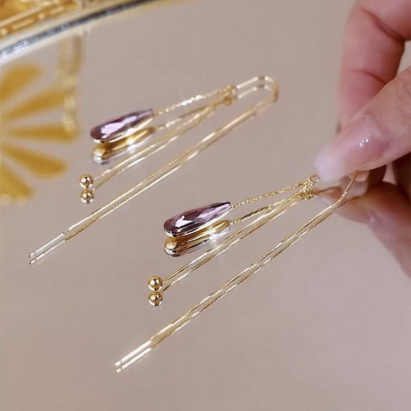 Bông Tai Dạng Tua Rua Đính Đá Zircon Thời Trang Sang Trọng Cho Nữ S925