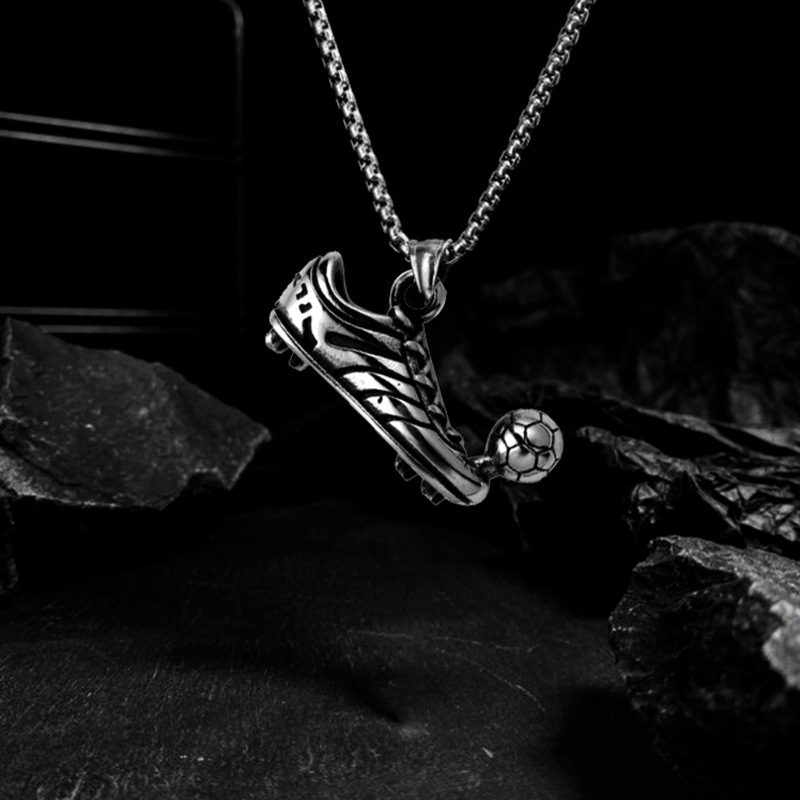 Thời Trang Vòng cổ Mặt Hình Quả Bóng Đá Bằng Thép Không Gỉ Phong Cách hip hop Đường Phố Cho Nam