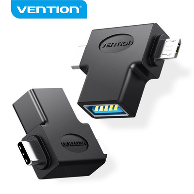 Cáp Vention chuyển đổi kết nối 2 trong 1 Micro USB OTG USB Type C OTG USB 3.0 cho Xiaomi One Plus samsung Huawei