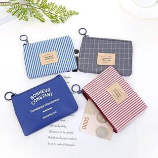 Ví tiền mini vải canvas đựng chìa khóa thẻ xinh xắn