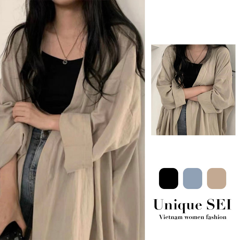 Áo Khoác Cardigan Mỏng Tay Dài Dáng Rộng Chống Nắng Màu