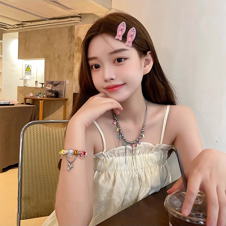 Kẹp Tóc acrylic Hình Xương Cá Nhỏ Hoạt Hình Thời Trang Hàn Quốc Cho Nữ Y2K