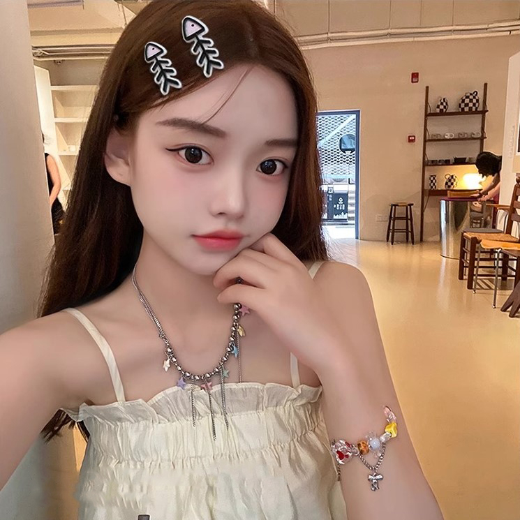 Kẹp Tóc acrylic Hình Xương Cá Nhỏ Hoạt Hình Thời Trang Hàn Quốc Cho Nữ Y2K