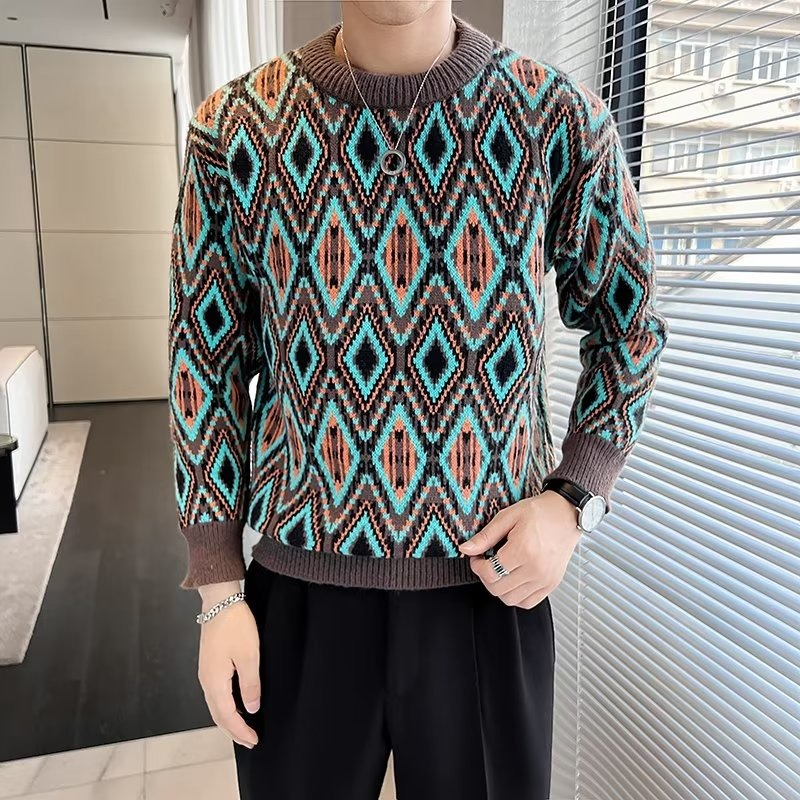 Áo sweater Dệt Kim Tay Dài Cổ Tròn Phong Cách Hàn Quốc Thời Trang Cho Nam