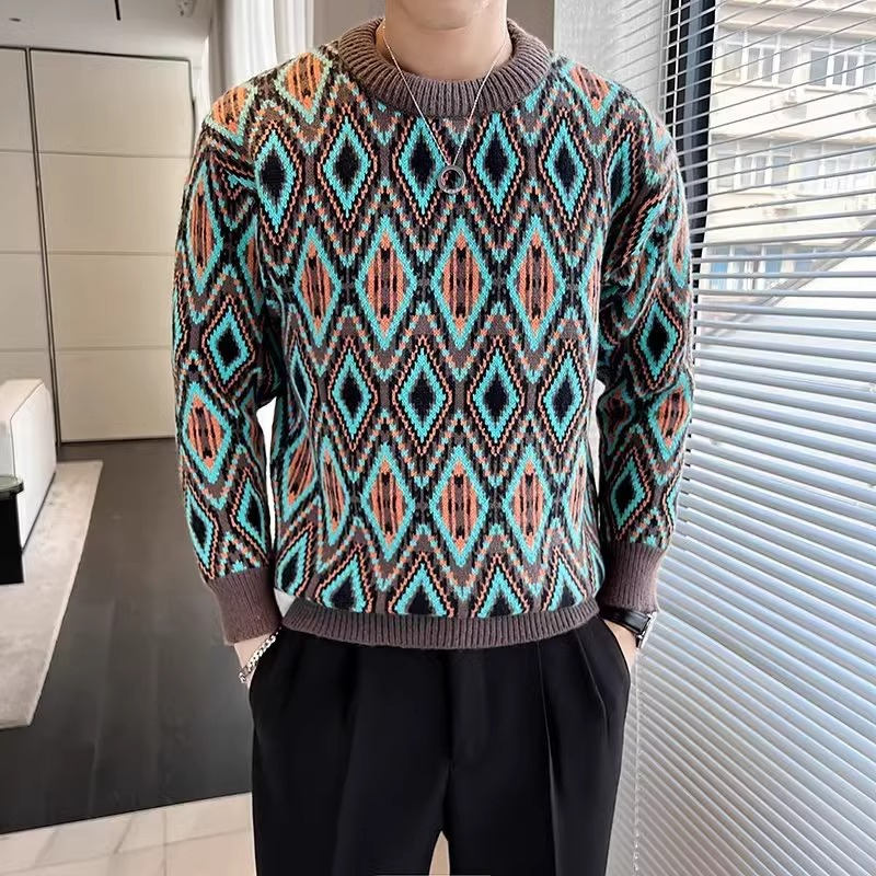 Áo sweater Dệt Kim Tay Dài Cổ Tròn Phong Cách Hàn Quốc Thời Trang Cho Nam