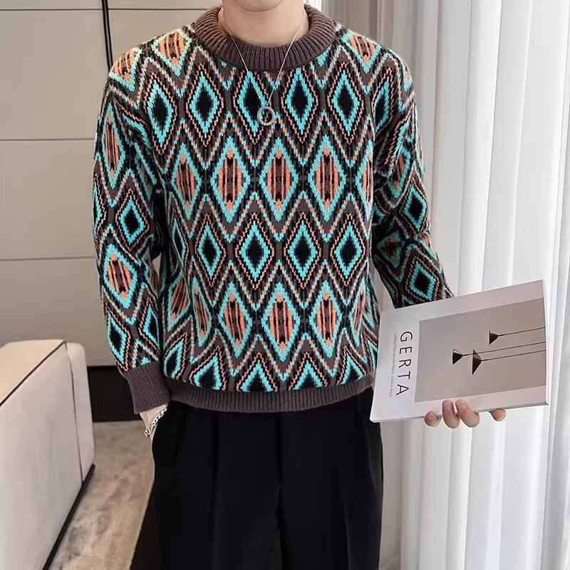 Áo sweater Dệt Kim Tay Dài Cổ Tròn Phong Cách Hàn Quốc Thời Trang Cho Nam