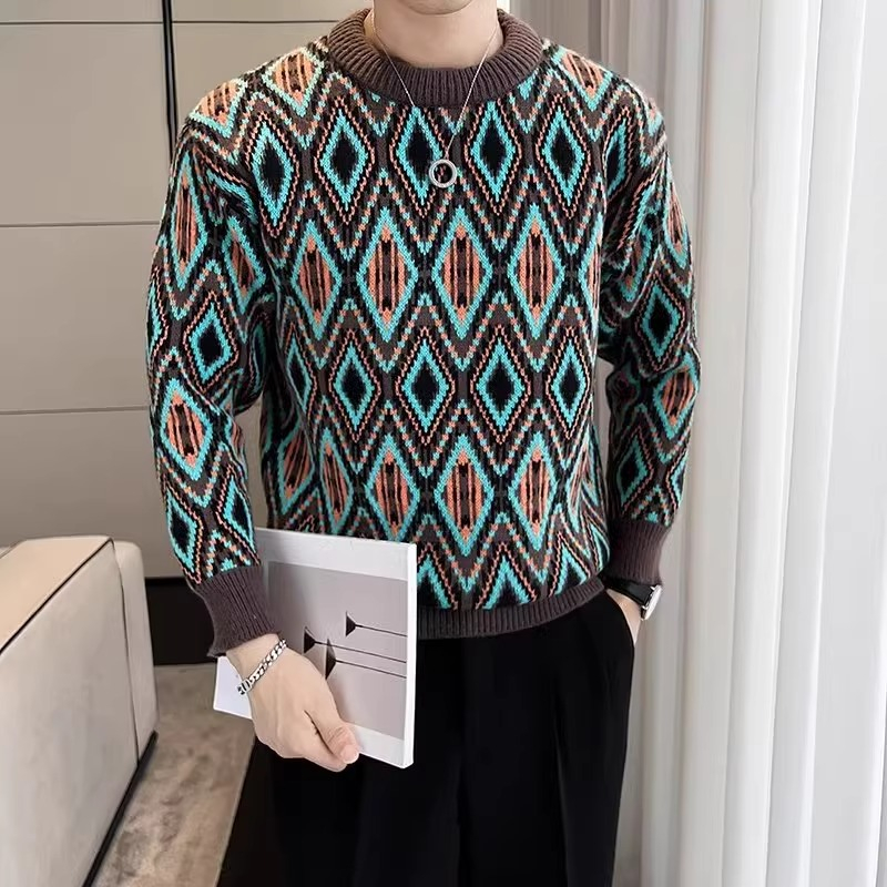 Áo sweater Dệt Kim Tay Dài Cổ Tròn Phong Cách Hàn Quốc Thời Trang Cho Nam