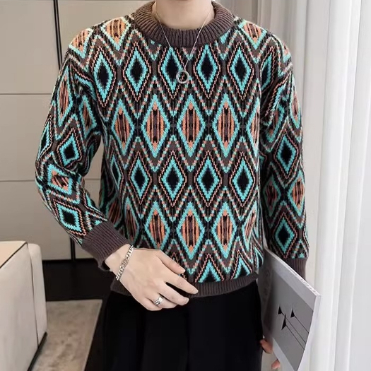 Áo sweater Dệt Kim Tay Dài Cổ Tròn Phong Cách Hàn Quốc Thời Trang Cho Nam