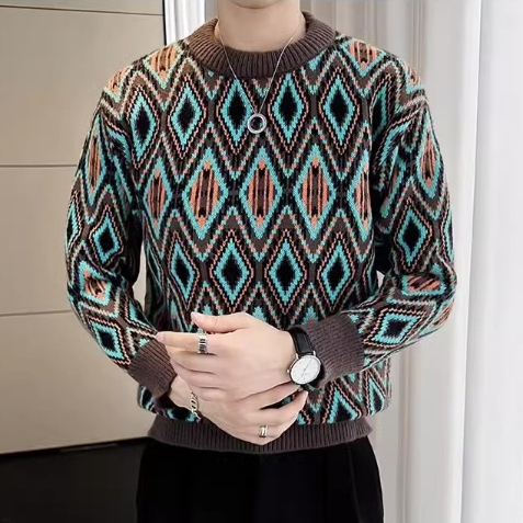 Áo sweater Dệt Kim Tay Dài Cổ Tròn Phong Cách Hàn Quốc Thời Trang Cho Nam