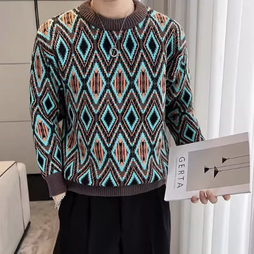 Áo sweater Dệt Kim Tay Dài Cổ Tròn Phong Cách Hàn Quốc Thời Trang Cho Nam