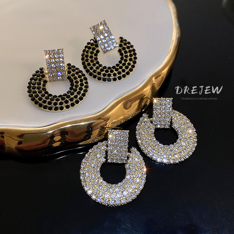 Bông Tai Mạ Bạc 925 Hình Tròn Đính Kim Cương Sang Trọng Không Gây Dị Ứng