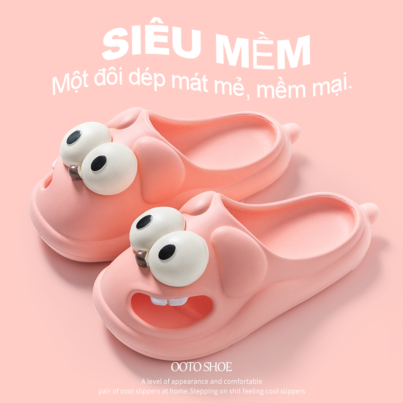 Dép Đi Trong Nhà Đế Dày Họa Tiết Hoạt Hình Chú Chó Mắt To Dễ Thương Thời Trang Mùa Hè Cho Nữ