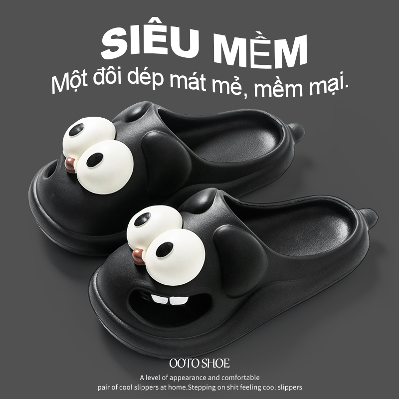 Dép Đi Trong Nhà Đế Dày Họa Tiết Hoạt Hình Chú Chó Mắt To Dễ Thương Thời Trang Mùa Hè Cho Nữ