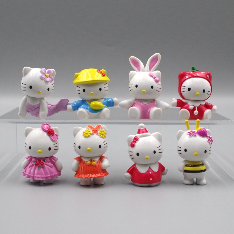 SANRIO Set 8 Mô Hình Nhân Vật Hoạt Hình hello kitty 3-5cm