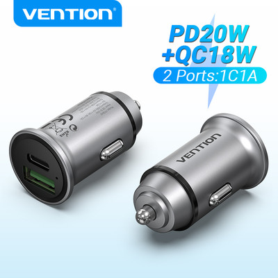 Vention Cốc Sạc Trên Xe Hơi PD 20W 18W 2 Đầu Ra USB C USB QC3.0 Cho Xiaomi / Huawei