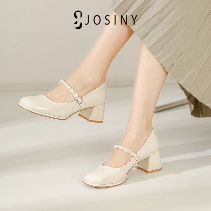 JOSINY Giày mary jane Phối Ngọc Trai Vừa Và Nhẹ Nhàng Phong Cách Thần Tiên Mới 2023 Cho Nữ