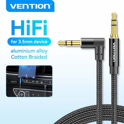 Cáp âm thanh 3.5mm Vention góc 90 độ 3,5mm cho điện thoại / máy tính bảng / laptop