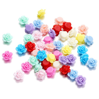 St. kunkka Set 40 Hạt Xỏ Lỗ Hình Hoa Hồng Bằng acrylic Ba Chiều Màu Sắc Ngọt Ngào Làm Vòng Tay / Dây Chuyền diy