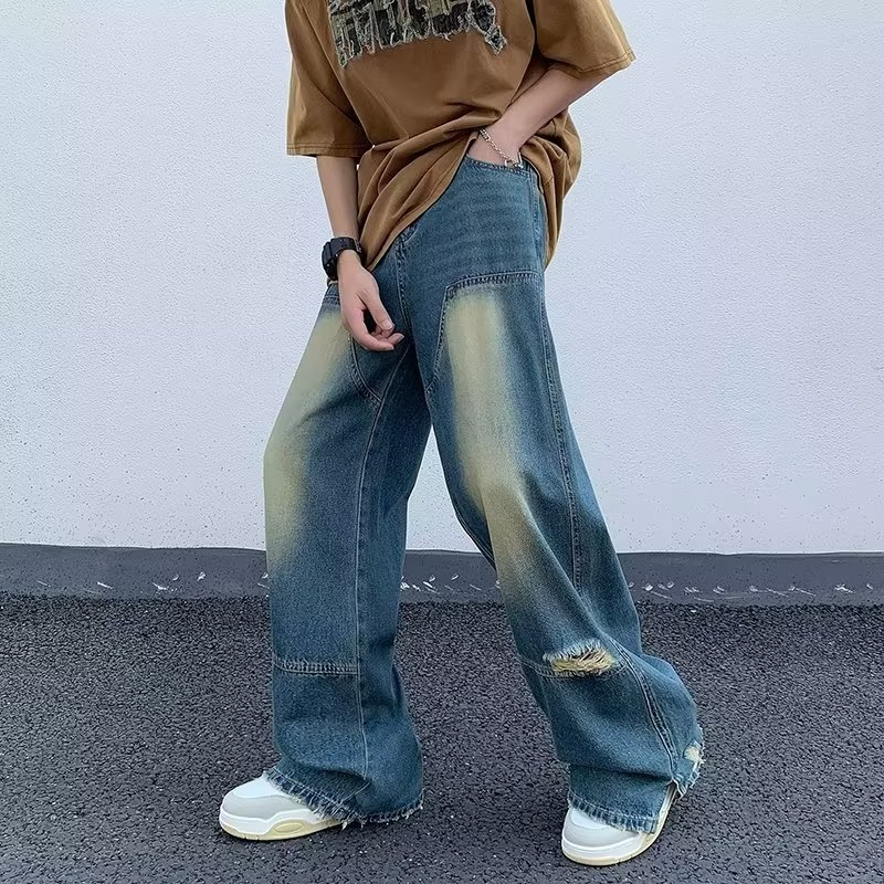 Quần Jean Ống Rộng Xẻ Tà Bên Hông Thời Trang Mùa Hè Mới 2023