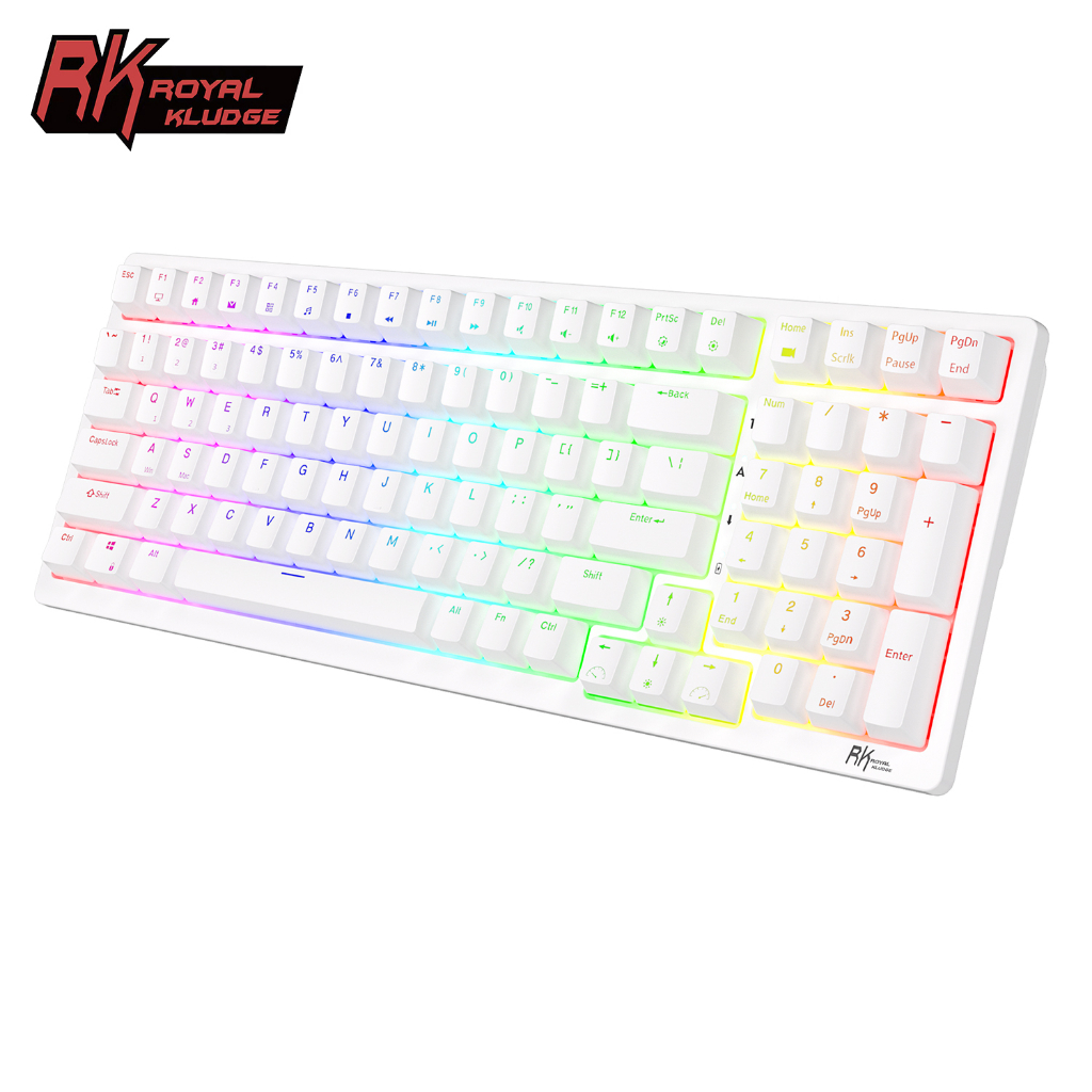 Bàn phím cơ khí ROYAL KLUDGE RK98 98 phím RGB Backlight hỗ trợ cắm nóng với ba chế độ Bluetooth 2.4G không dây/có dây