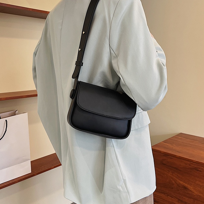 SUPERCUTE Túi Đeo Chéo Vai Bằng Da PU Màu Trơn Thời Trang Sành Điệu Cho Nữ