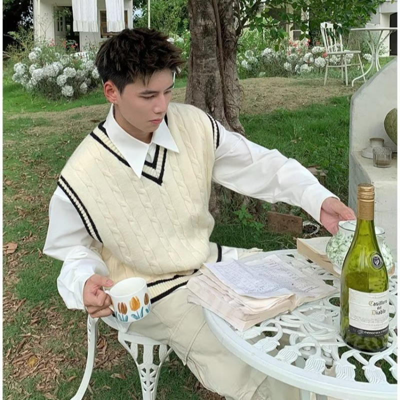 Áo sweater Dệt Kim Không Tay Dáng Rộng Thời Trang Mùa Thu Hàng Mới 2023 Dành Cho Bạn Nam Và Nữ
