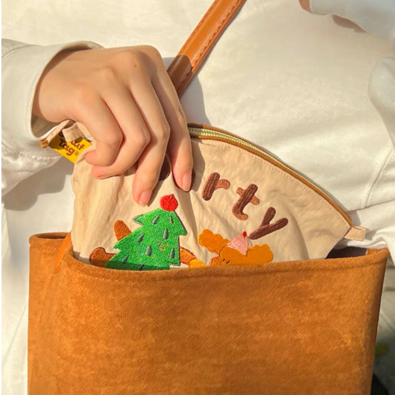 Túi Vải nylon Đựng Đồ Thân Thiện Với Môi Trường Thêu Họa Tiết Dễ Thương